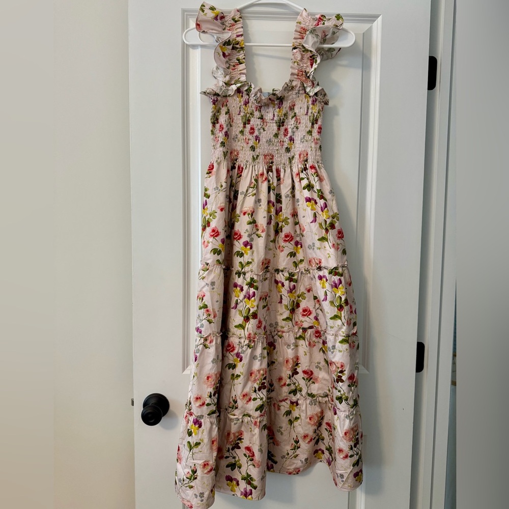 Hill House Pink Floral Ruffle Dress